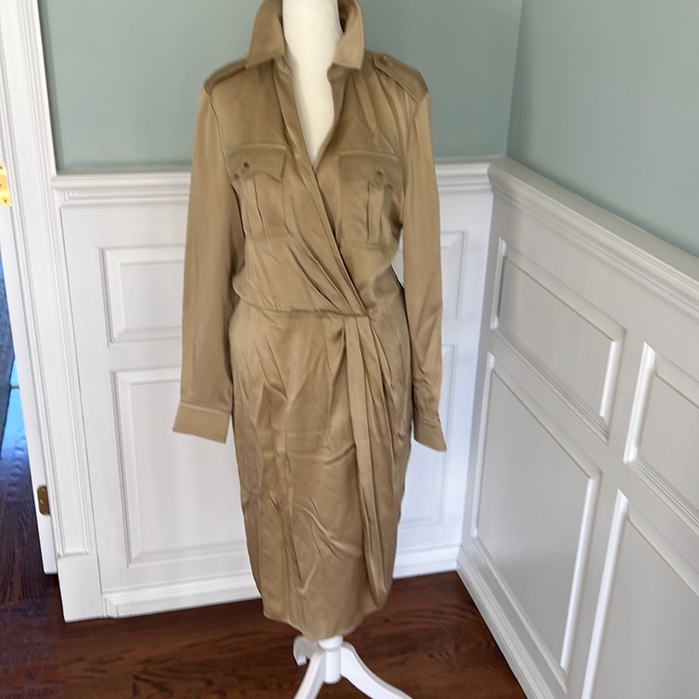 Ralph Lauren Collection camel silk shirt dress
